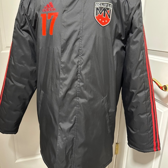 Adidas Long Athletic Team Stadium Soccer Winter Coat Jacket Black Unisex Small - Picture 4 of 15